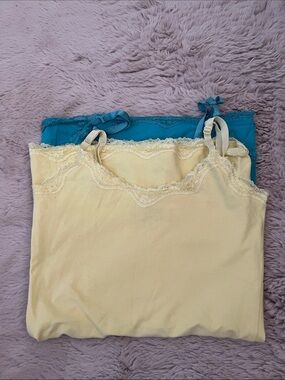 Romy Lace-Trim Yellow and Blue Tank Tops with Adjustable Straps (Pack of two)